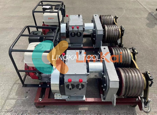 9 kW Diesel ou gasolina 5t Dual Bull Wheel Cable Pulling Winch
