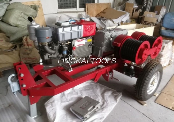 O guincho dobro do cilindro do eixo tracionador 5 toneladas com reboque combina o motor de gasolina de Honda/Yamaha